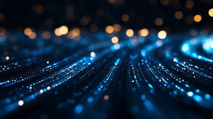 Poster - Abstract image of sparkling blue particles in a mesmerizing wave pattern : Generative AI