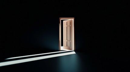 Poster - Open Door Casting Soft Light into a Darkened Room Creating a Sense of Mystery and Invitation : Generative AI