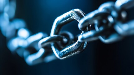 Aufkleber - Close up view of a shiny steel chain link showing strength and durability : Generative AI