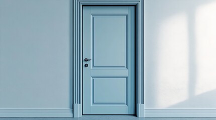 Aufkleber - Trendy Light Blue Door Creating a Chic Atmosphere in Stylish Interior Settings : Generative AI