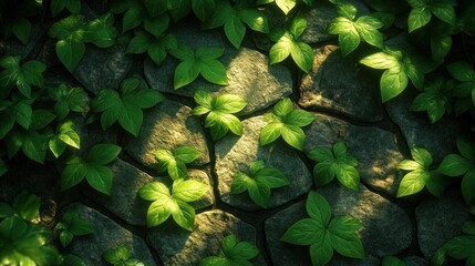 Sticker - Sunlit Ivy on Stone Path