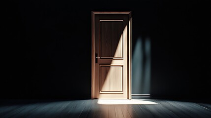 Fototapete - Illuminated Door in Dark Room Creating Dramatic Light and Shadow Effects : Generative AI
