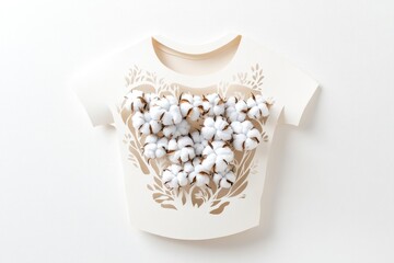 Canvas Print - A casual t-shirt adorned with cotton flowers, perfect for everyday wear or as a unique gift