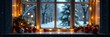 © Kingphet - Bare windowsill decorated for Christmas with ornaments and lights, Ornaments, Window