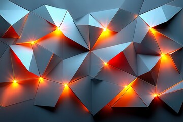 Wall Mural - Abstract geometric design with illuminated facets creating a vibrant, modern aesthetic