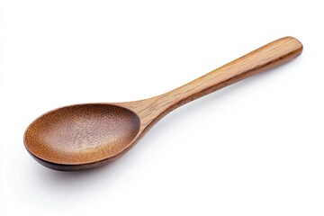 A simple wooden spoon placed on a clean white surface