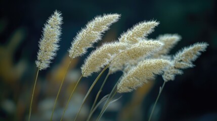 Sticker - A close-up view of a cluster of tall grasses with intricate details