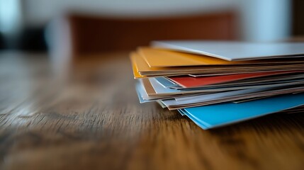 Aufkleber - Colorful Stack of Paper Sheets on a Table Ready for Creative Work or Office Use : Generative AI
