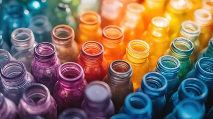Wall Mural - vibrant pile of used bottles colorfully arranged studio setting photography artistic viewpoint recyc