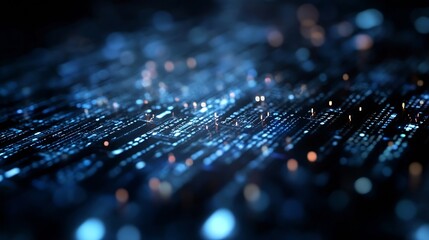 Leinwandbilder - Abstract digital background featuring glowing particles and lines flowing in rows for tech design : Generative AI