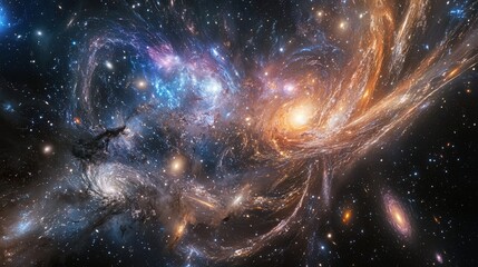 Wall Mural - coma cluster, a massive collection of galaxies bound together in a cosmic dance.