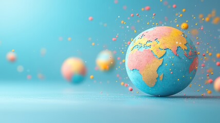 Canvas Print - vibrant clay design of a globe-shaped network abstract art colorful background creative concept