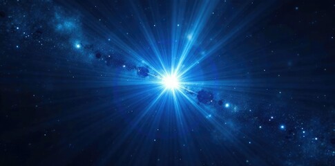 Wall Mural - an exploding blue light star illuminates the dark void, universe, explosion, blue