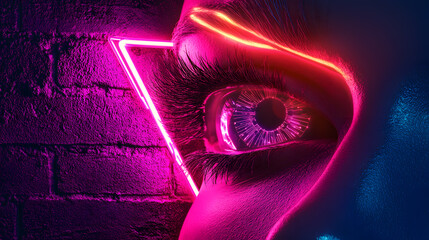 Wall Mural - High-tech digital eye concept urban environment neon glow futuristic aesthetics close-up art and technology fusion