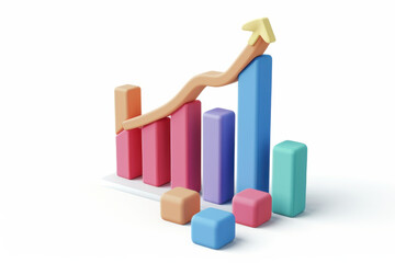 Wall Mural - colorful 3d bar chart visualizing data trends and analysis, representing business growth, performanc