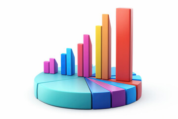 Wall Mural - colorful 3d bar chart visualizing data trends and analysis, representing business growth, performanc