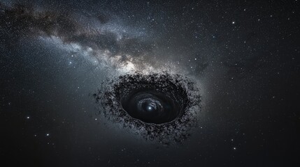 Wall Mural - supermassive black hole at the heart of the milky way, its event horizon barely visible