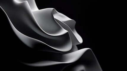 Wall Mural - Abstract Monochrome Sculptural Form, Fluid Curves in Grey