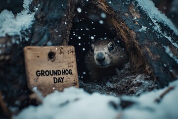 Wall Mural - Groundhog Day Celebration