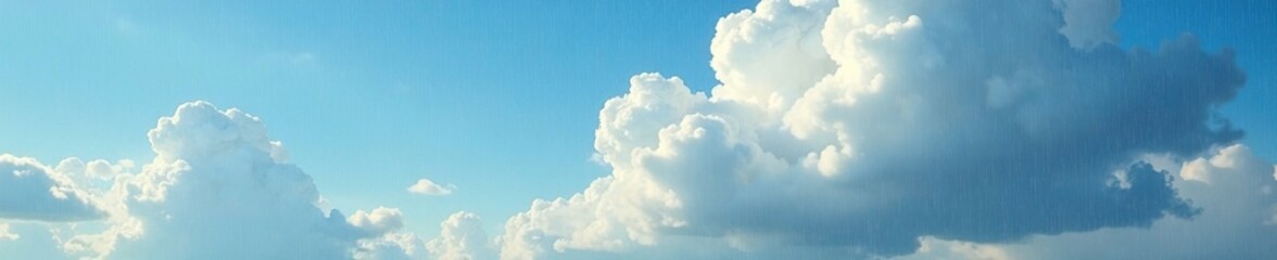 Wall Mural - rain falling from a large cumulus cloud in a sunny sky, water, wet, sunshine
