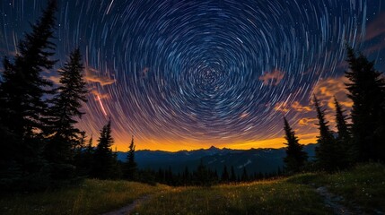 Wall Mural - perseid meteor shower, with countless shooting stars streaking across the summer sky