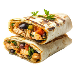 Wall Mural - Delicious Chicken Burrito with Black Beans, Tomatoes, and Parsley