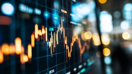 Leinwandbilder - CloseUp of Stock Market Chart Displaying Financial Data and Trends : Generative AI