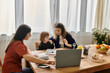 © Bliss - Two women share a joyful moment with their daughter at home in a modern apartment