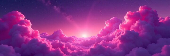 Wall Mural - pink starry clouds drifting through a purple-pink sky, astronomy, cosmos