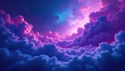 Wall Mural - ominous clouds of purple and blue swirl in abstract layers, purple, waves