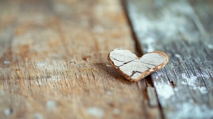 Poster - Rustic Heart Shape Crafted from Natural Wood on a Distressed Wooden Surface : Generative AI