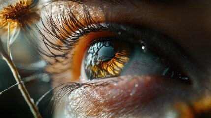 Wall Mural - Close-up shot of a person's eye featuring long eyelashes, great for beauty or editorial use