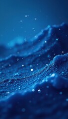 Canvas Print - dark blue abstract wave background with scattered white dots, calming, natural