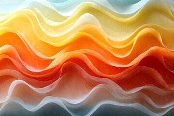 Wall Mural - Abstract waves of colorful translucent material create a dynamic flowing pattern in soft hues