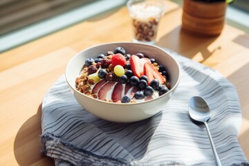 Poster - Acai bowl table spoon food.