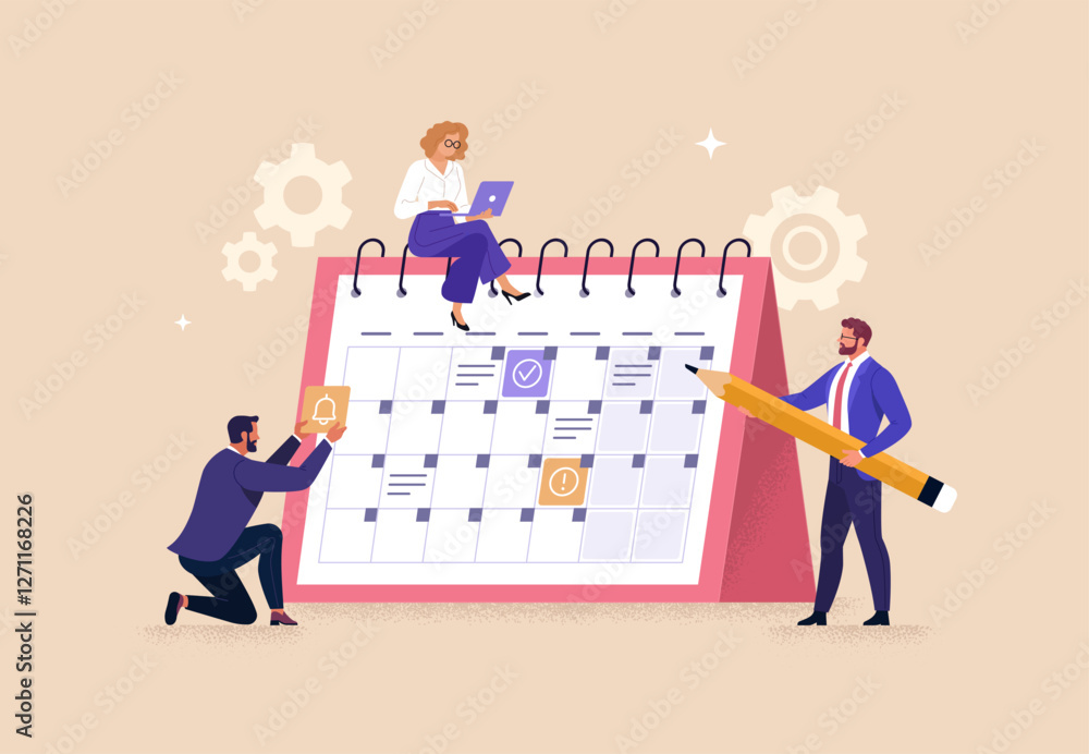 Business Planning Concept. Vector cartoon illustration of a group of ...