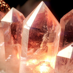 Aufkleber - Crystals glow with shades of blue and orange. Soft light accentuates details, emphasizing their shape against deep shadows