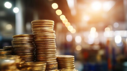Leinwandbilder - Stack of shiny coins highlighting financial growth and wealth accumulation : Generative AI