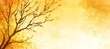 © Ilja - Silhouette Of Tree Branches With Orange Watercolor Background, Abstract Natural Concept.