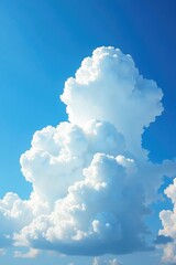 Wall Mural - Puffy white cumulus clouds fill the vast blue summer sky with warm sunshine, bright, clouds