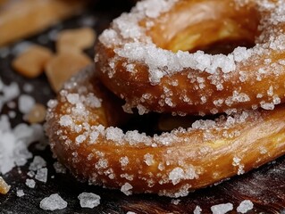 Crystallized perfection, Detailed view of sugar-coated soft pretzel delight