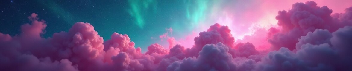 Canvas Print - pink teal nebula cloud with a trail of stardust and tiny stars amidst an indigo haze, cosmic, swirly