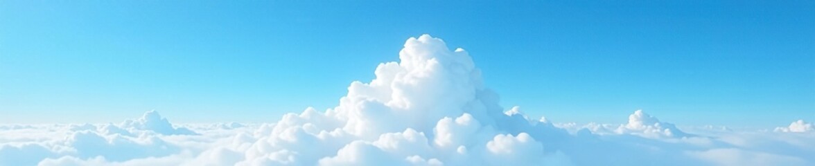 Wall Mural - tall white cloud stretching across the horizon of a bright blue sky, horizon, atmosphere