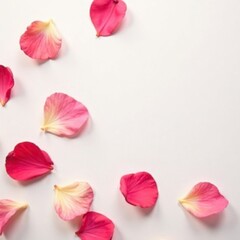 Wall Mural - Delicate rose petals scattered on a soft, white background, gentle, soft, flower