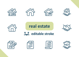 Wall Mural - Real estate icons. House, buildings, home vector icon set