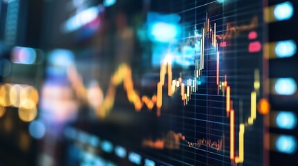 Fototapete - High Definition Display of Stock Market Trends with Colorful Financial Graphs and Data Analysis : Generative AI