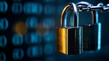 Leinwandbilder - High Security Concept Featuring Padlocks on Digital Data Background : Generative AI