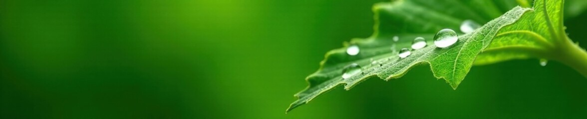 Wall Mural - Small water drops on the underside of a dandelion leaf, leaf, nature