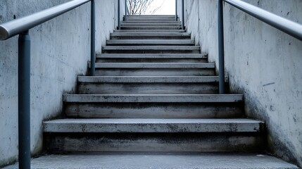 Fototapete - Stunning Close Up of Concrete Stairs Leading Upward in a Modern Urban Setting : Generative AI