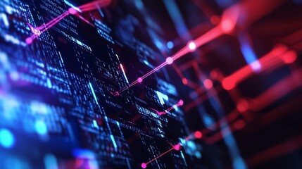 Fototapete - Creative visualization of electronic circuits and glowing lines representing data pathways in advanced technology : Generative AI